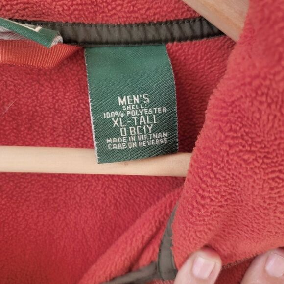 LL Bean Jacket Mens XL Tall Orange Better Sweater Fleece LT - Picture 3 of 5